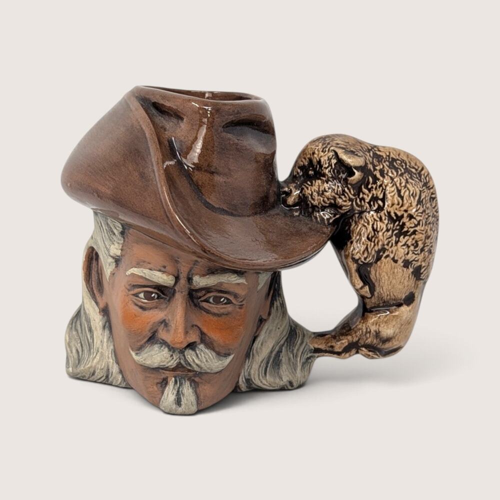 Vintage 1970s Buffalo Bill Toby Mug | Western Scout Ceramic Character Stein